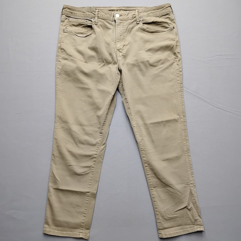 American Eagle Athletic Flex Khaki Pants Mens 38x30 Tan Chino Tapered Stretch
